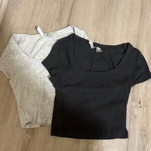 H&m light and dark gray crop tops selling as set only